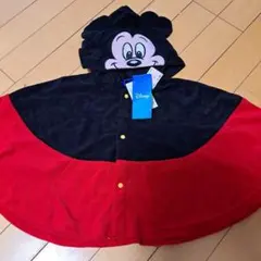 しまむら　Disney ミッキーマウス ポンチョ 黒/赤