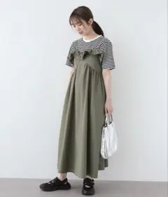 SUGAR SPOON フリルキャミワンピース カーキ Fサイズ