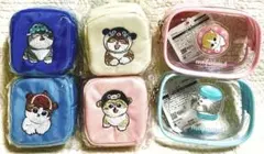 モフサンド　カラビナつき刺繍スクエアミニポーチ×４種＋ぷっくりクリアミニポーチ