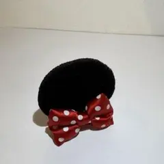 ディズニー ミニー ヘアピン 耳 片方のみ リボン 水玉赤 カチューシャ
