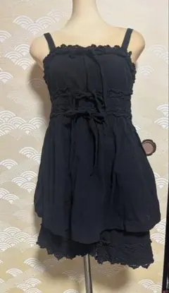 MAM MAXIMAM マムマキシマム ジャンパースカート はしごレース 黒
