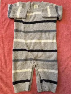 【ジェラートピケ】美品 ベビモコマルチボーダーロンパース(BLU-80-90)