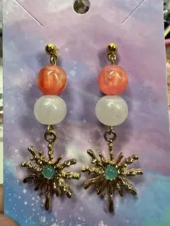 ハンドメイド 太陽モチーフ ピアス