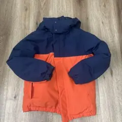 UNIQLOフード付きダウンコート ネイビー・オレンジ　150cm