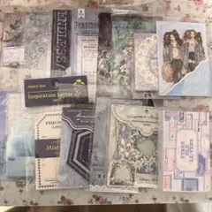 コラージュ素材（青系）