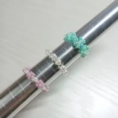 ハンドメイド　ビーズ　リング　3点セット
