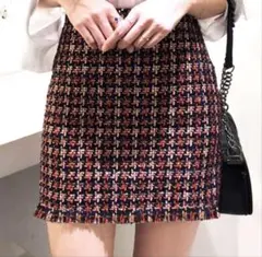 即発送 ツイードタイトスカート ツイードスカート MIXツイード ツイードミニ