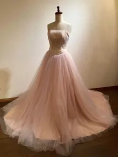 ynswedding カラードレス くすみピンク チュール 結婚式 Sサイズ 