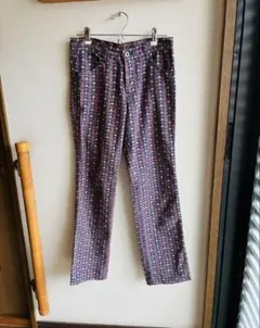 NATURAL LAUNDRY 花柄パンツ M ネイビー 綿100% ストレートのサムネイル