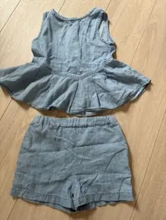 petit main デニム風セットアップ　100