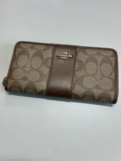 極美品　COACH 長財布 ラウンドファスナー ブラウン