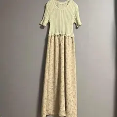 【ATELIER MEIKU】ドレス リボン フリル 総柄 ニット ドレス 上品