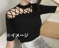 レースアップ　サマーニット　半袖
