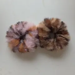 ファー素材 ヘアゴム 2個セット