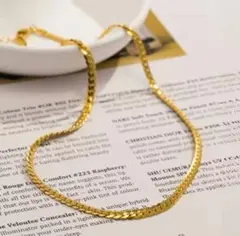 4mm編み込みチェーン ゴールド 高品質サージカルステンレス 金アレ ネックレス