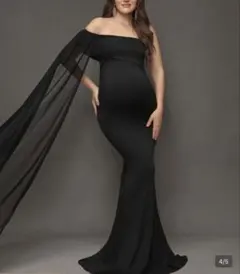ブラックオフショルダーマタニティドレスLサイズ