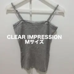CLEAR IMPRESSION レース付き リブキャミソール グレー Mサイズのサムネイル