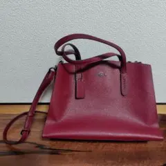 COACH　ショルダーバッグ　トートバッグ　赤　レッド　ワインレッド