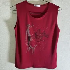 Propose タンクトップ ラインストーン装飾 レッド