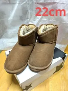 フェイクムートン リボン付きブーツ 22cm