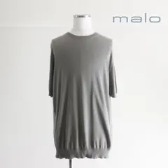 美品 モラビト シルク混 ロゴモノグラム柄ブラウス レザーロゴ
