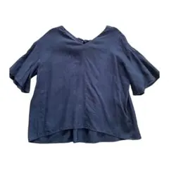 ナノユニバース/麻100%/半袖カットソー/ネイビー