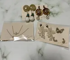 ビーズとパールのイヤリングセット