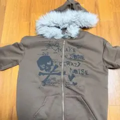 ノーブランドブラウンファーフーディy2k