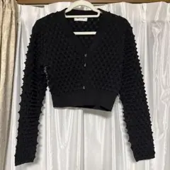 ADAM ET ROPE ポップコーン編み カーディガン ブラックのサムネイル
