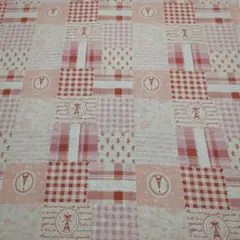 綿麻生地　赤色系はぎれ　約50㎝X108㎝