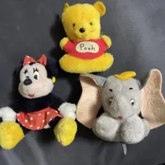 ディズニー　レトロ プーさん　ダンボ ミニー ぬいぐるみバッジ