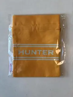 【新品未使用】HUNTER ロゴ入り巾着ポーチ マスタードカラー キャンバス素材