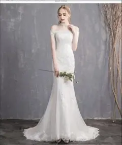 R*e様 値下げ！オフショルダー マーメイドウェディングドレス S