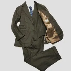 【イタリア製カノニコ生地】3ピース　セットアップ　スーツ　濃茶　厚手　秋冬　XL