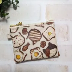 ミニミニポーチ　ラミネート　ネコパン　生成　ネコ柄②