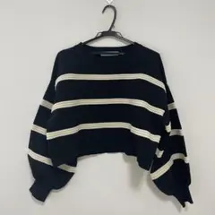 【匿名配送】しまむら　クロップド丈ボーダーニット