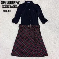 美品✨バーバリーロンドンブルーレーベル ドッキングワンピース ノバチェック38