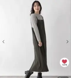 極美品GLOBAL WORK スゴラクストレッチキャミワンピース　カーキ　春服