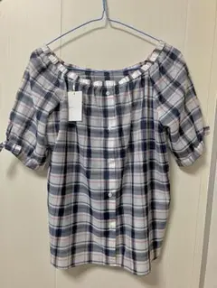 anySiS エニィスィス　半袖チェックトップス　ブラウス