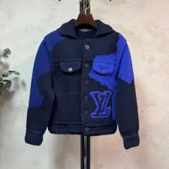 ルイヴィトン XS インタルシアボタンニットジャケット 20AW ネイビーのサムネイル