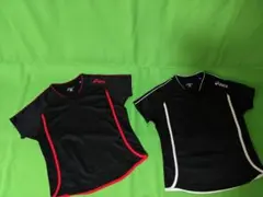 asics バレーボールシャツ Sサイズ 黒/赤/白