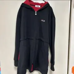 【美品】FILA フード付き　裏フリースジャケット　防風ロング　パーカー