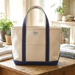 ORCIVAL アイボリー/ネイビー トートバッグ