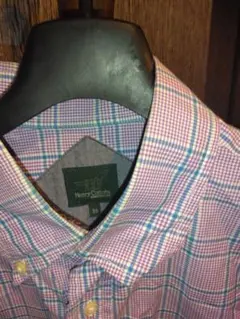 ★Henry Cotton's チェック柄シャツ 39　L　ピンク　水色　グレーのサムネイル
