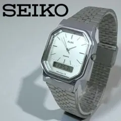KK065ꕤSEIKO アナデジ 腕時計 ALBA シルバー 3針 デジタル