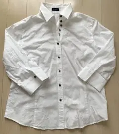 B factory コットン 綿 ホワイト七分袖ボタンシャツ 白シャツグランヂオ