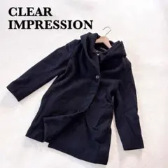 クリアインプレッション ウールコート2 フード ブラック シンプル