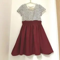 LODISPOTTO ハイウエスト　ストライプ 半袖ワンピース