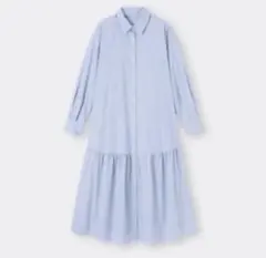 GU ギャザー切り替えシャツワンピース（長袖）