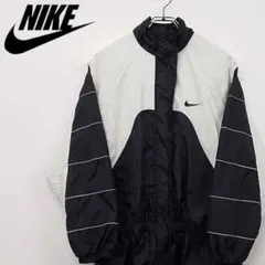 【90s 古着】ナイキ ナイロンジャケット 刺繍 ブラック×ホワイト